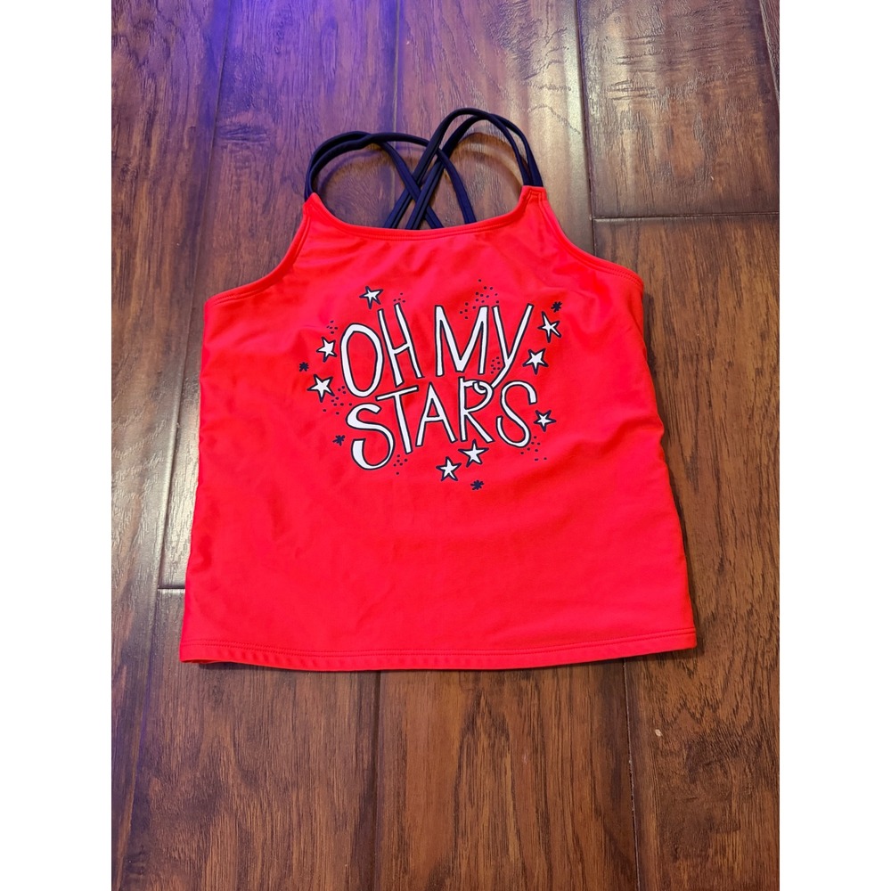Cat & Jack Swim Tankini Top Kids XL 14/16 Pink Oh My Stars Excellent Strappy